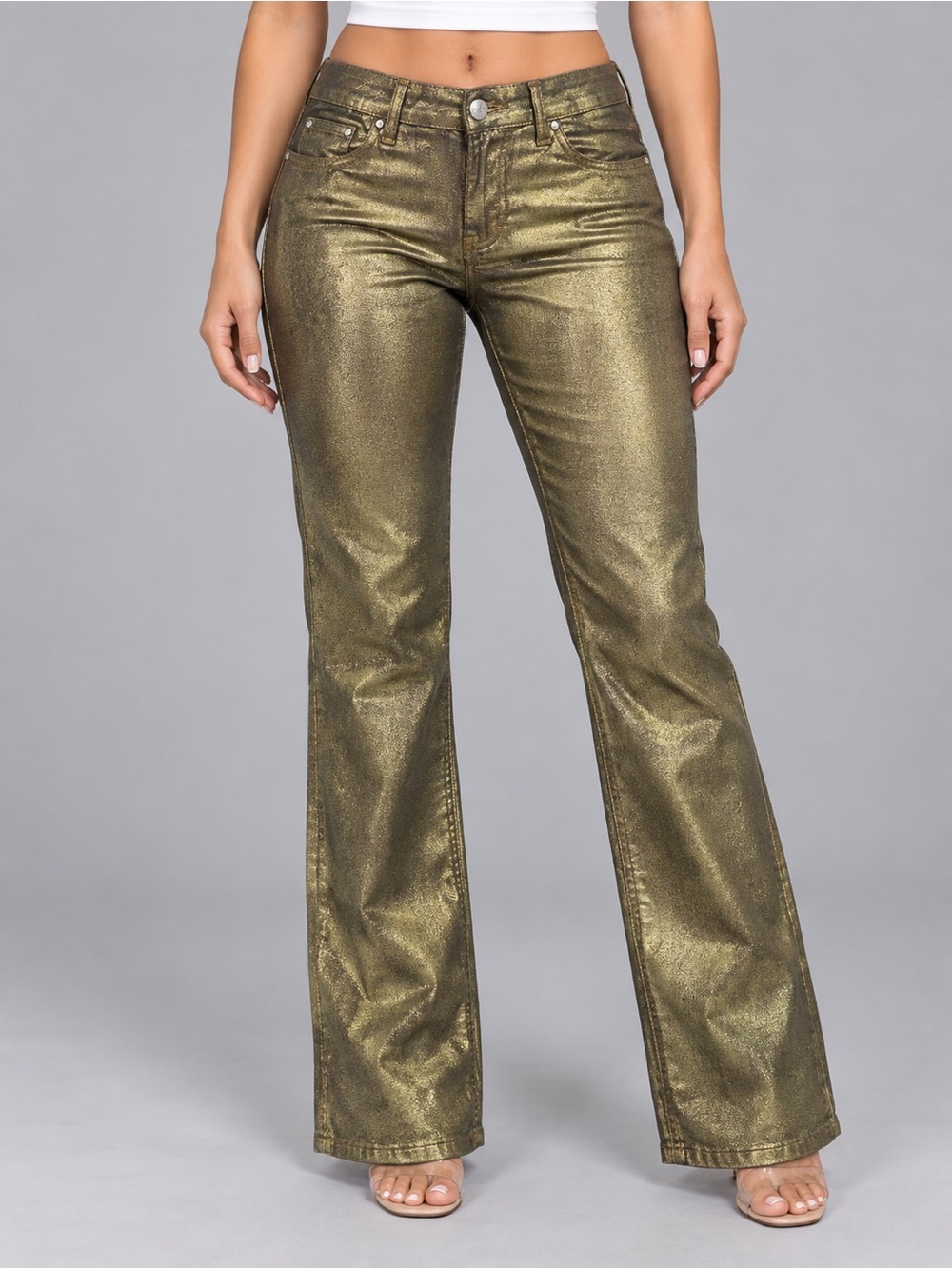 Y2k Metallic Gold women’s Flare Jeans